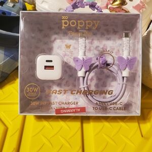 30W Fast Charger with Purple USB-C Cable